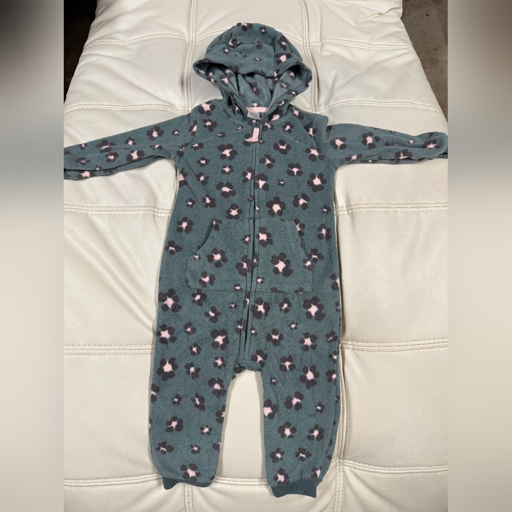 Carter's Cozy Kids Hooded One Piece - Floral Pattern